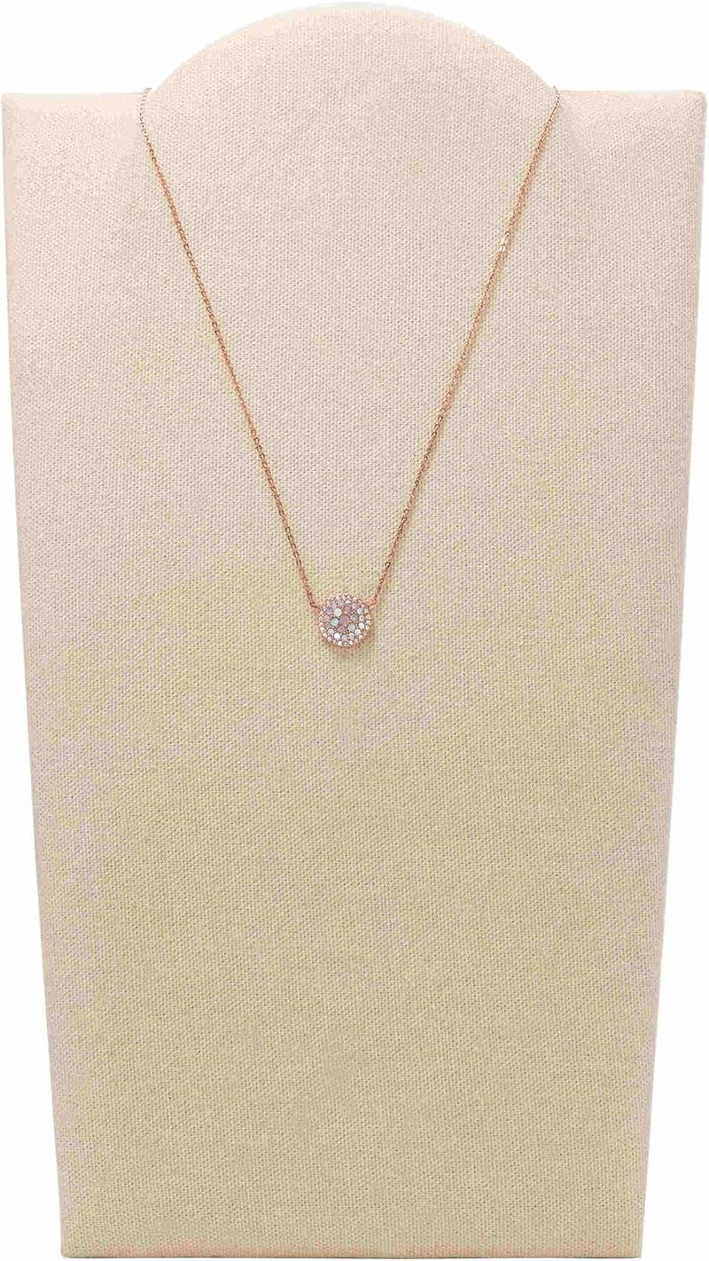 فوسيل قلادة نسائية من فوسيل مصنوعة من الفولاذ المقاوم للصدأ ومزينة بأحجار اللؤلؤ على شكل دائري، باللون الذهبي الوردي - Image 4