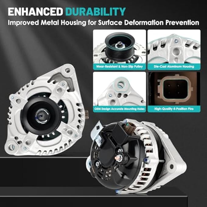 Farrme 11390 Car Alternator 12V 130 Amp, 7-Groove Pulley Fit for 2009-2014 Acura TSX L4 2.4L, 2008-2012 for Honda Accord L4 2.4L Automotive Replacement Alternators 1042105890 31100-R40-A01 CSF89 - Image 4