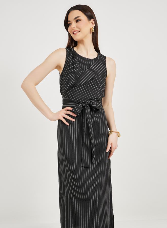 Styli Striped Tie-Waist Dress - Image 3