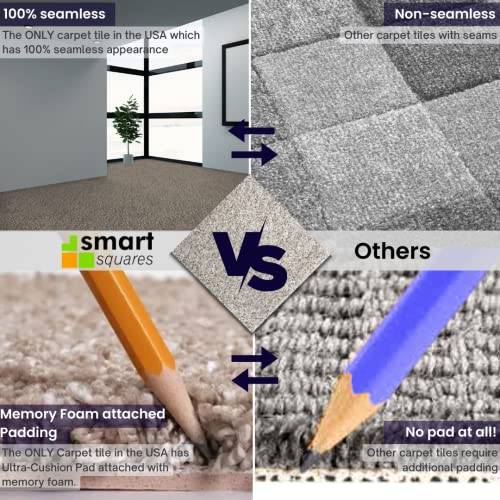 SMART SQUARES THE SIMPLE FLOORING SOLUTION Smart Squares Walk in The Park Premium Made in The USA Carpet Tiles 18x18 Inch, Soft Padded, Seamless Appearance, Peel and Stick for Easy DIY Installation (760 Gemstone, Sample (8” x 8”)) - Image 4