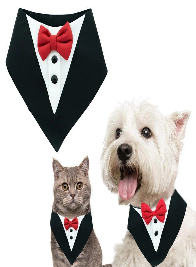 Western Era Dog Tuxedo Collar - Stylish Pet Formal Wear for Dogs & Cats | Comfortable for Weddings, Parties, Photoshoots, Events, Celebrations | Bowtie Design for a Dapper Look (Black & Red, Small) - Image 1