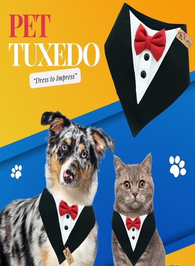 Western Era Dog Tuxedo Collar - Stylish Pet Formal Wear for Dogs & Cats | Comfortable for Weddings, Parties, Photoshoots, Events, Celebrations | Bowtie Design for a Dapper Look (Black & Red, Small) - Image 2