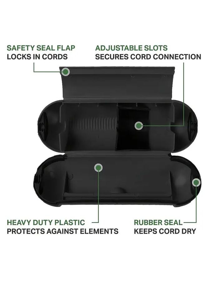 صندوق توصيل الكابل الأسود المقاوم للماء، غطاء حماية خط تمديد الطاقة الخارجي - Image 4