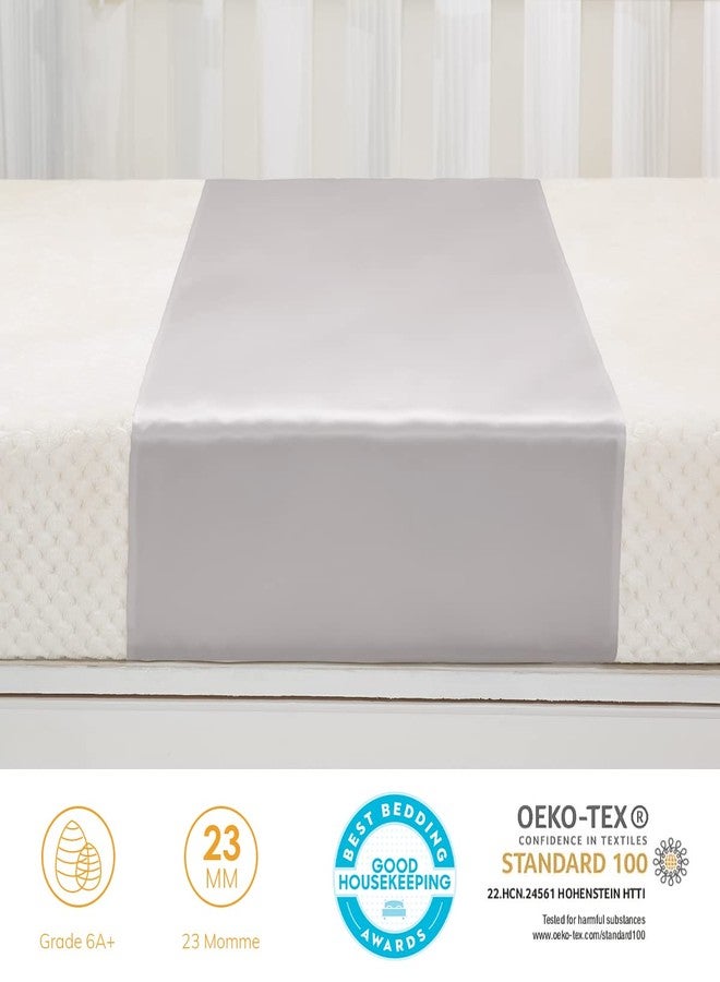 PROMEED 100% Mulberry Silk Bassinet Sleeve for Baby Bald Spots, Preminium 23 Momme Silk Bassinet Half Sheet for Baby Hair Loss(Light Grey) - Image 3