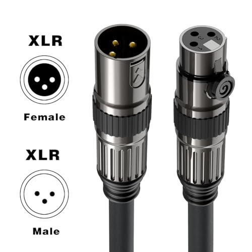 FORE 3.3 Feet 1-Pack XLR to XLR Cables, XLR Microphone Cable, Oxygen-Free Copper (OFC) XLR Male to Female Cord, Mic Cord, XLR Speaker Cables,Color Gunmetal Grey & Black - 1 Pack 3.3 Feet - Image 2