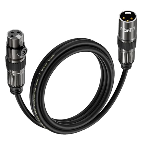 FORE 3.3 Feet 1-Pack XLR to XLR Cables, XLR Microphone Cable, Oxygen-Free Copper (OFC) XLR Male to Female Cord, Mic Cord, XLR Speaker Cables,Color Gunmetal Grey & Black - 1 Pack 3.3 Feet - Image 1