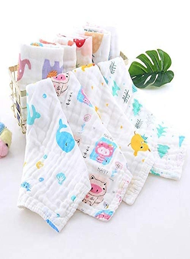 XEAMUSY High Absorbing Soft Wash Cloth Face Towels | Reusable Hankies Muslin Cotton Napkin for New Born Baby | Pack of 5 (White)