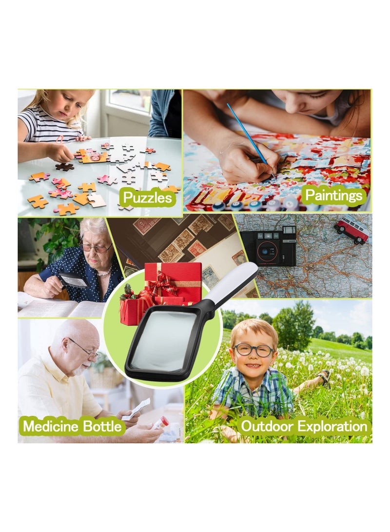 2X Handheld Magnifying Glass with Dimmable LED Light, Folding Rectangle Magnifier for Seniors & Low Vision, Suitable for Reading Newspapers & Books - Image 3