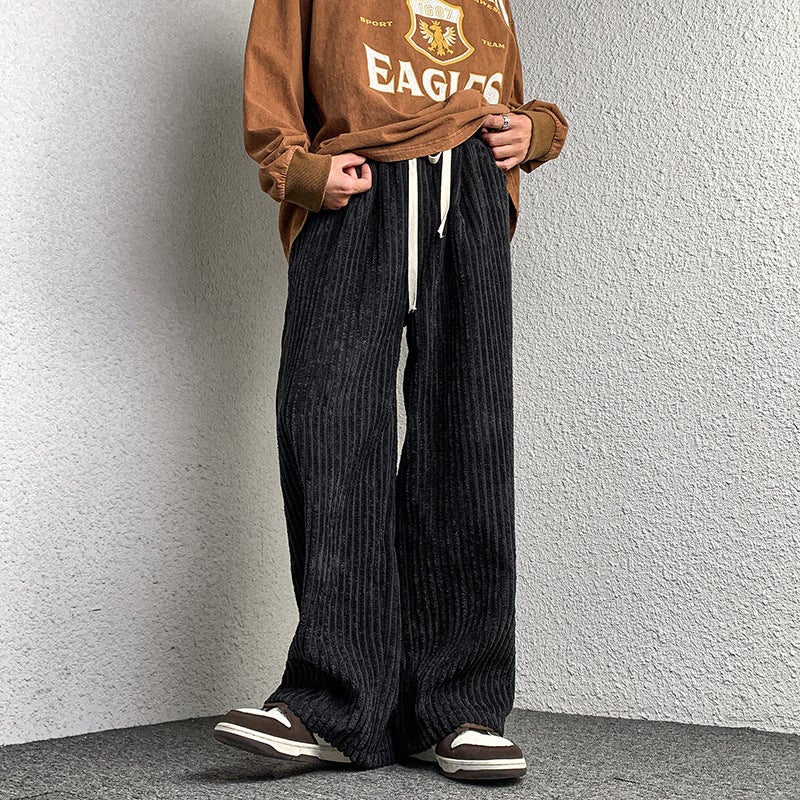 2023 Spring New Hong Kong Style Large Size Corduroy Trousers Loose Straight Casual Wide Leg Trendy Couple Pants - Image 1