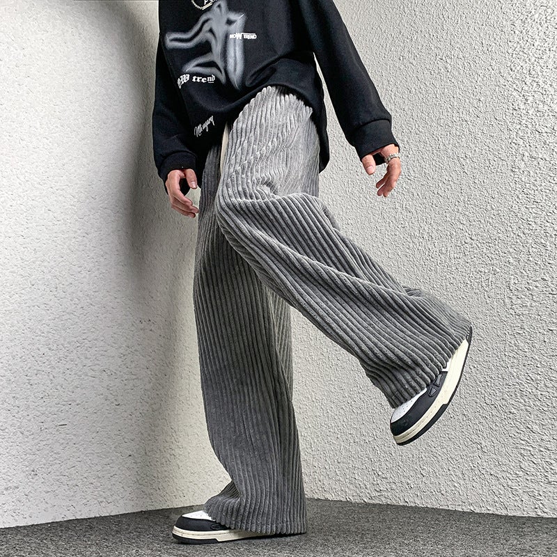 2023 Spring New Hong Kong Style Large Size Corduroy Trousers Loose Straight Casual Wide Leg Trendy Couple Pants - Image 4