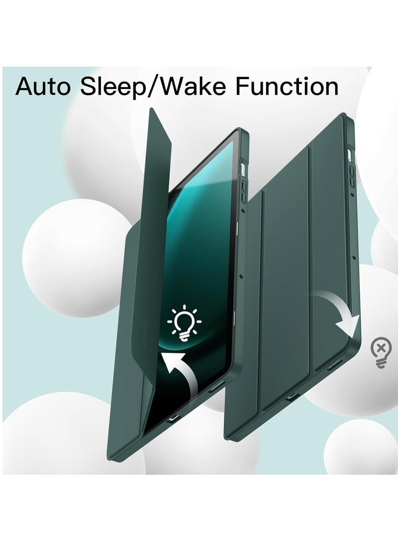 ELTRAZONE Case for Tab S9 FE 10.9-Inch with S Pen Holder - Soft TPU Tri-Fold Stand Protective Tablet Cover, Supports S Pen Charging, Auto Wake/Sleep - Green - Image 4