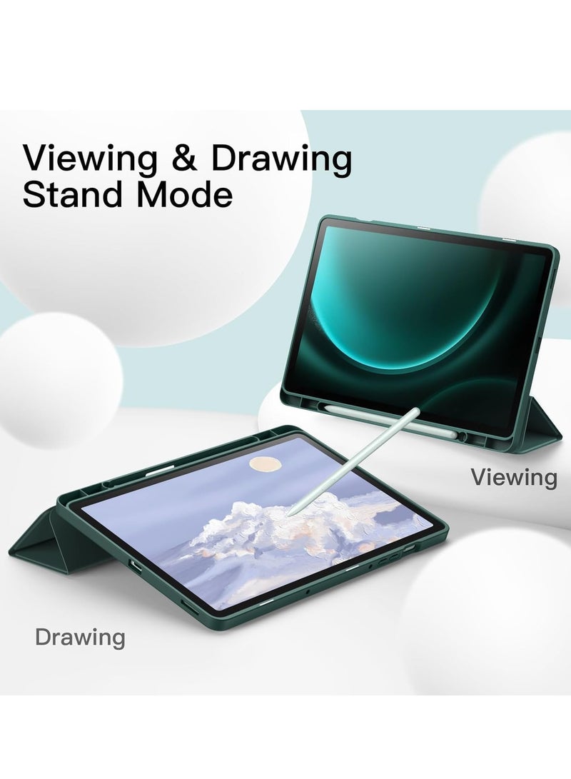 ELTRAZONE Case for Tab S9 FE 10.9-Inch with S Pen Holder - Soft TPU Tri-Fold Stand Protective Tablet Cover, Supports S Pen Charging, Auto Wake/Sleep - Green - Image 5