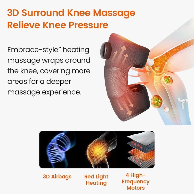 AMINAC Cordless Knee Massager with Heat and Vibration, Heated Knee Brace for Arthritis Pain Relief, Rechargeable Heating Pad Wrap for Knee Shoulder Elbow Joint, Gifts for Men and Women - Image 3
