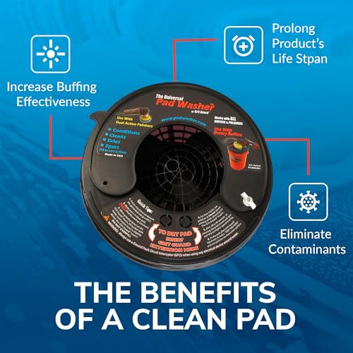 GRIT GUARD Universal Pad Washer Kit - Polishing Pad Cleaner Compatible with Dual Action Rotary and Orbital Polisher Foam, Wool, Microfiber, Felt Disc - Image 4