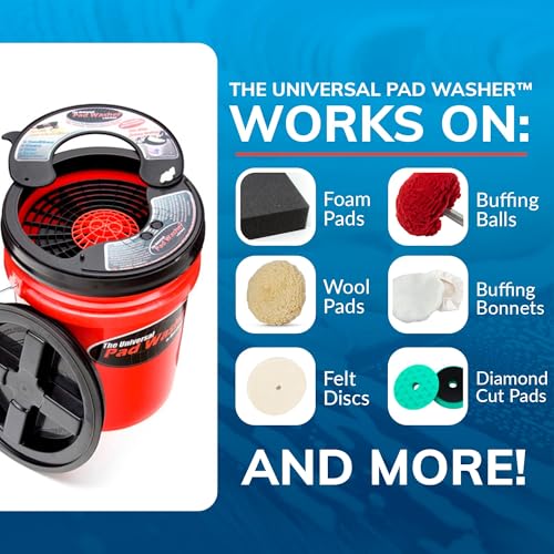 GRIT GUARD Universal Pad Washer Kit - Polishing Pad Cleaner Compatible with Dual Action Rotary and Orbital Polisher Foam, Wool, Microfiber, Felt Disc - Image 3