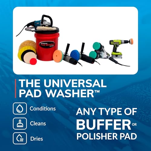 GRIT GUARD Universal Pad Washer Kit - Polishing Pad Cleaner Compatible with Dual Action Rotary and Orbital Polisher Foam, Wool, Microfiber, Felt Disc - Image 2