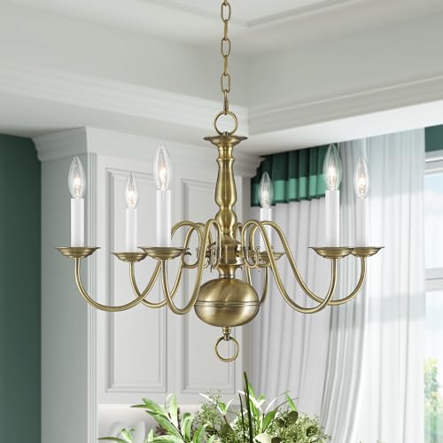 Livex Lighting 5006-01 Williamsburgh 6 Light Antique Brass Chandelier - Image 3