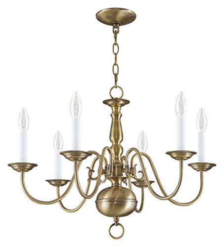 Livex Lighting 5006-01 Williamsburgh 6 Light Antique Brass Chandelier - Image 2