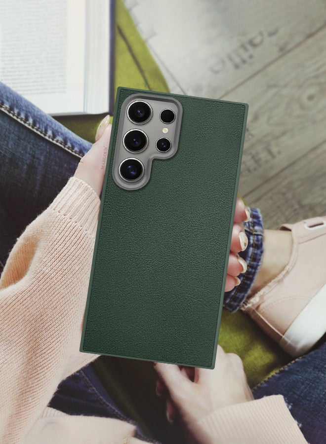 CATANES (for Samsung Galaxy S24 Ultra) Case Cover Leather Case with Lens Frame Shockproof Full Body Protective Cover Green - Image 5