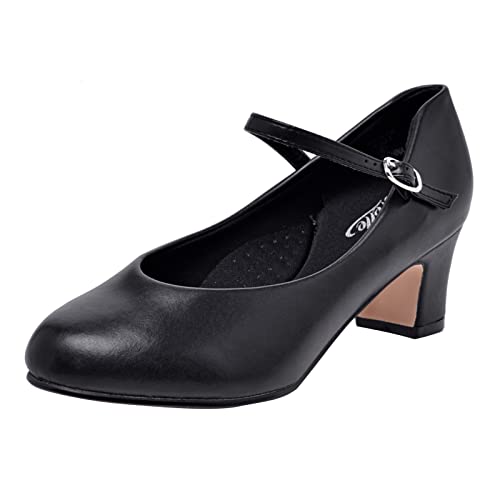 Stelle Character Shoes for Women Dance Shoes 1.5"/2" Ankle Strap Dancing Heels for Ballroom Salsa Tango Flamenco Latin (2''Black,7MW) - Image 1