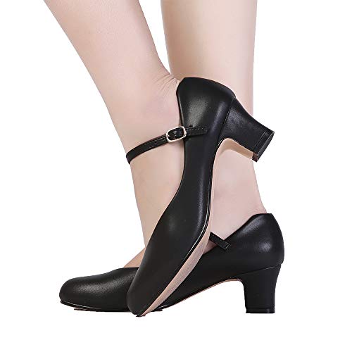 Stelle Character Shoes for Women Dance Shoes 1.5"/2" Ankle Strap Dancing Heels for Ballroom Salsa Tango Flamenco Latin (2''Black,7MW) - Image 3