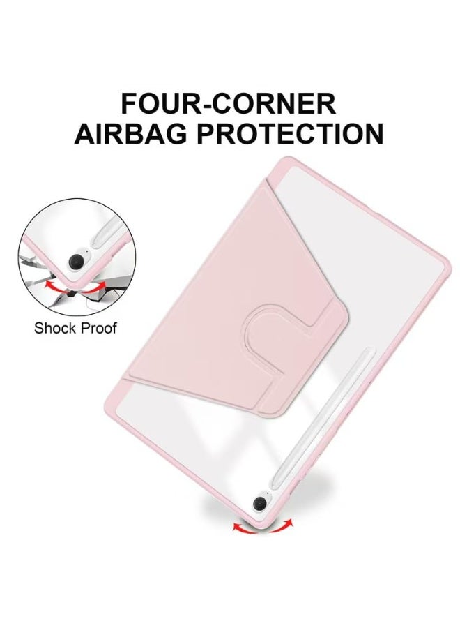 for Samsung Galaxy Tab S9 FE PLUS/S9 PLUS/S10 PLUS Case Cover, Tablet Protective Case With Pen Slot, Acrylic 360 ° Rotating Design, Automatic Wake-up/sleep, Soft Leather,Pink  - Image 5