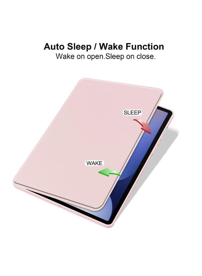 for Samsung Galaxy Tab S9 FE PLUS/S9 PLUS/S10 PLUS Case Cover, Tablet Protective Case With Pen Slot, Acrylic 360 ° Rotating Design, Automatic Wake-up/sleep, Soft Leather,Pink  - Image 2