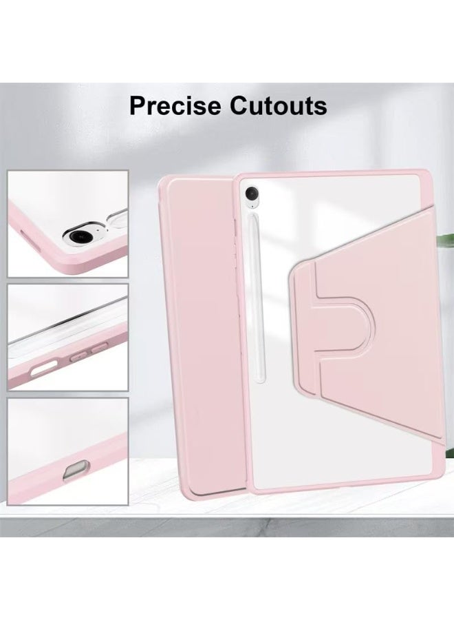 for Samsung Galaxy Tab S9 FE PLUS/S9 PLUS/S10 PLUS Case Cover, Tablet Protective Case With Pen Slot, Acrylic 360 ° Rotating Design, Automatic Wake-up/sleep, Soft Leather,Pink  - Image 4