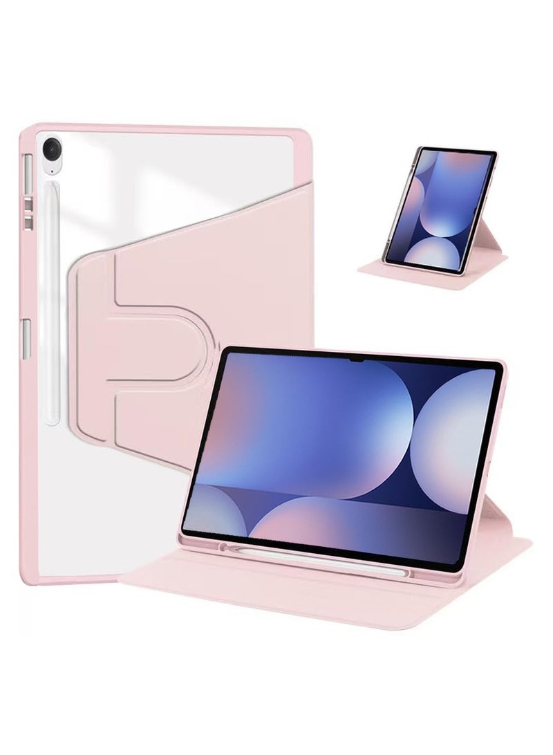 for Samsung Galaxy Tab S10 Plus / S9 FE Plus / S9 Plus Case Cover, Tablet Protective Case  , Acrylic 360 ° Rotating Design, Automatic Wake-up/sleep, Soft Leather,Pink - Image 1