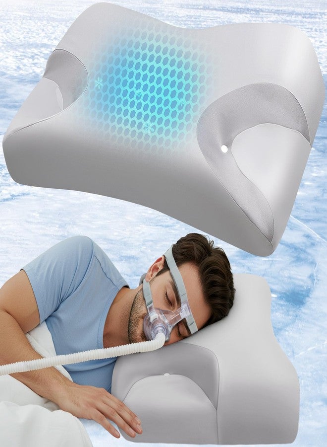 IKSTAR Cooling CPAP Pillow for Side Sleepers - Sleep Apnea Pillow for CPAP User - Reduce Air Leak/Hose Tangle/Mask Pressure - Memory Foam Neck Support Nasal Pillows Side/Back/Stomach Sleeper - Image 1