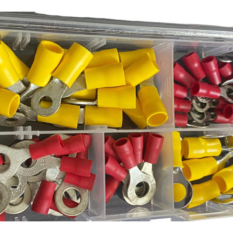 80 Pcs Insulated Ring Crimping Kit - 5 Assorted Sizes Electrical Wire Connectors Electrical Wire Terminals Kit (Round Crimps) 80 Pieces - Tinned Copper with PVC Insulation - Image 2