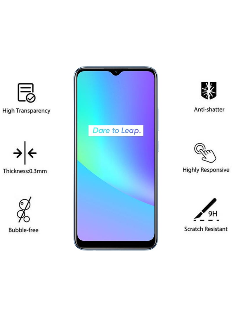 قطعتان من واقي الشاشة الزجاجي المقوى لهاتف Realme C25 - أسود - Image 2