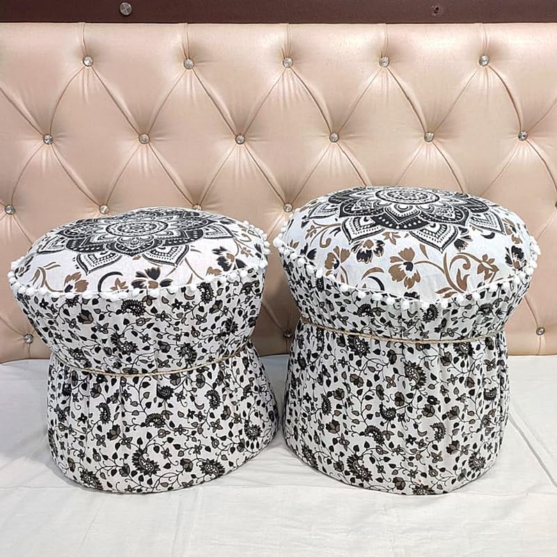 POSHMANDALA غطاء مدّة من بامبو مزخرف من بوشماندالا لمقعد مريح مقاس 17x18 بوصة مجموعة من 2 قطع فقط غطاء - Image 1