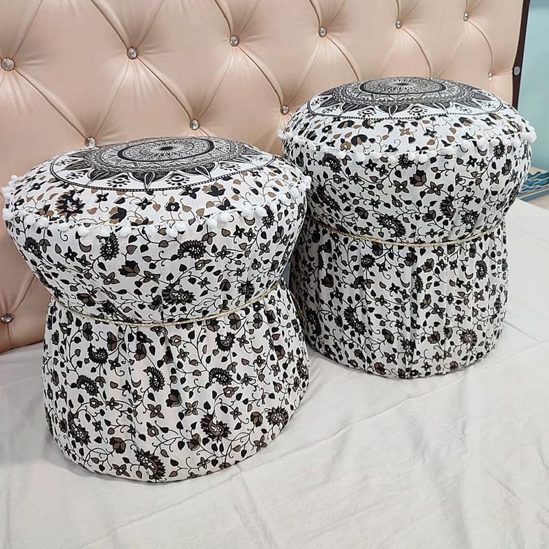 POSHMANDALA غطاء مدّة من بامبو مزخرف من بوشماندالا لمقعد مريح مقاس 17x18 بوصة مجموعة من 2 قطع فقط غطاء - Image 2