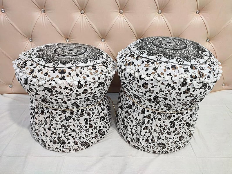 POSHMANDALA غطاء مدّة من بامبو مزخرف من بوشماندالا لمقعد مريح مقاس 17x18 بوصة مجموعة من 2 قطع فقط غطاء - Image 3