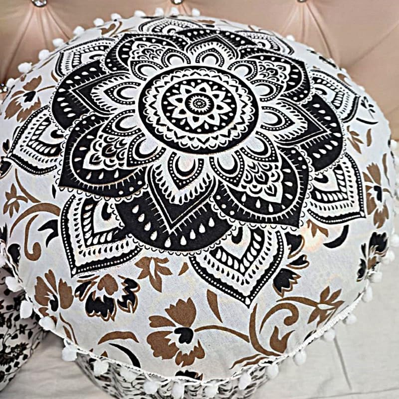POSHMANDALA غطاء مدّة من بامبو مزخرف من بوشماندالا لمقعد مريح مقاس 17x18 بوصة مجموعة من 2 قطع فقط غطاء - Image 5