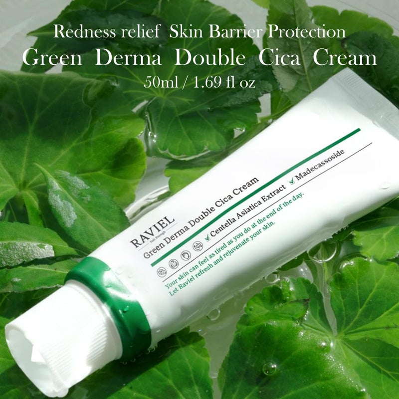 RAVIEL Green Derma Double Cica Cream | Redness relief for face | Calming & Soothing Skin barrier moisturizer for Sensitive Skin | Korean skin care (1.69 fl oz, Pack of 2) - Image 2