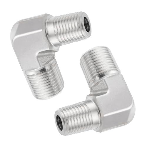 Yoebor Metalwork 316 Stainless Steel Forged Pipe Fitting, 90 Degree Reducing Reducer Male Elbow, 3/8" NPT Male x 1/4" NPT Male (2 Pcs) - Image 1