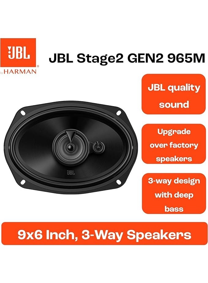 JBL Stage2 GEN2 965M 3-Way Oval Car Speaker 152 x 229 mm (6 x 9 Inches): Harman Kardon Car HiFi with 70 W RMS and 560 W Max Oval Car Boxes with Grid - Pair - Image 5