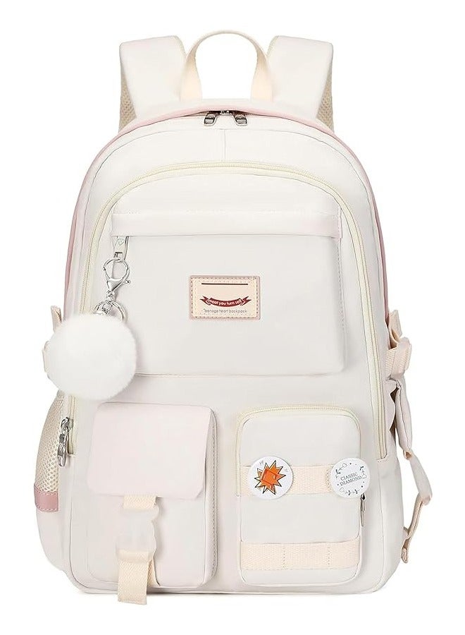 Excefore Girls School Bag, School Bag Leisure Backpack School Student Laptop Backpack, Waterproof Backpack,Accessories Plush Pendant for Teens Girls Women Students School Bag - Image 1