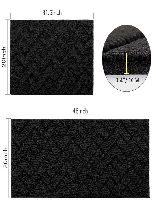 hicorfe Kitchen Runner Rugs and Mats Sets,2 Pieces Absorbent Non-Slip Kitchen Rug,Comfort Kitchen Mat for Floor,Washable for Kitchen,Hallway,Office,Sink,Laundry(20"x48"+20"x32",Black) - Image 2
