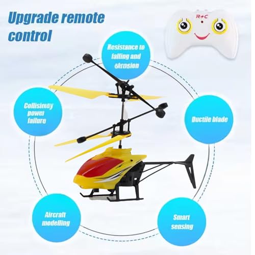 VRION RC Helicopter with Hand Gravity Sensor for Kids 4+, Flying Remote Control Helicopter Toy, Chargeable 3D LED Light & Smart Safety Sensor, Indoor Outdoor Play,Gift for Boys & Girls (Yellow.) - Image 3