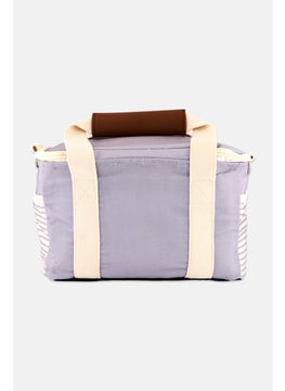 Citron Stripe Print Insulated Lunch Bag 17 H x  12 W x 20 L cm, Lavender Combo  - Image 2