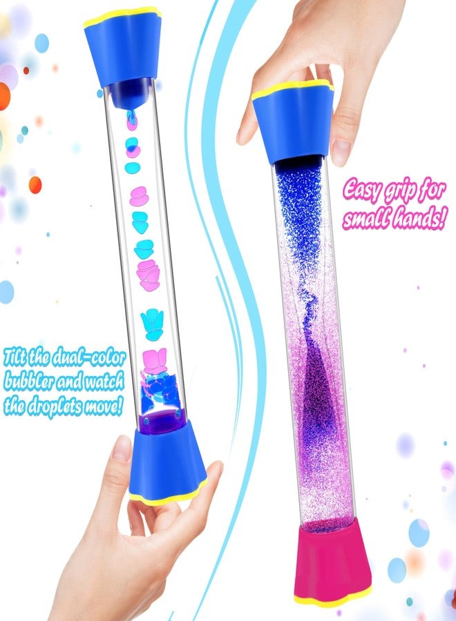 Cucue Sensory Fidget Tubes Set - Calming Toys for Kids - Sensory Tube with Glitter Bottle, Gravity Spinner, Bubble Drop Spiral Hourglass - Promotes Calmness & Independent Play (Motion Bubbler Tube, 3) - Image 4