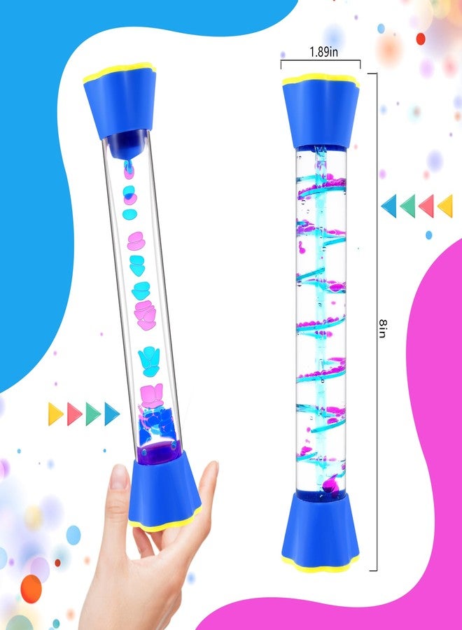 Cucue Sensory Fidget Tubes Set - Calming Toys for Kids - Sensory Tube with Glitter Bottle, Gravity Spinner, Bubble Drop Spiral Hourglass - Promotes Calmness & Independent Play (Motion Bubbler Tube, 3) - Image 2