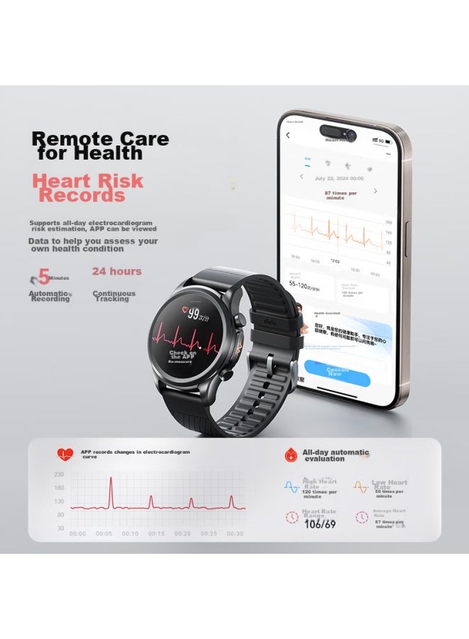 Dido E55proii Risk Assessment Blood Sugar And Blood Pressure Watch For Elderly, Real-time Health Monitoring, Blood Oxygen, Heart Rate, Sleep, Snoring, Ecg Assessment, Smart Call Function, Smart Watch For Men And Women - Image 3
