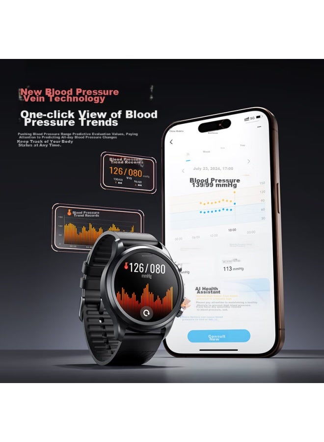 Dido E55proii Risk Assessment Blood Sugar And Blood Pressure Watch For Elderly, Real-time Health Monitoring, Blood Oxygen, Heart Rate, Sleep, Snoring, Ecg Assessment, Smart Call Function, Smart Watch For Men And Women - Image 2