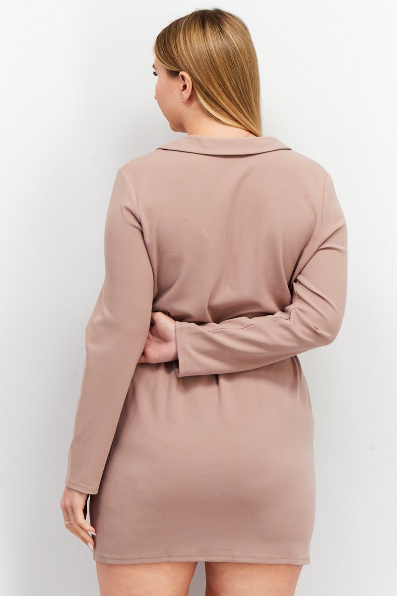 Asos Design Women Solid Wrap Casual Dress, Mauve Pink - Image 2