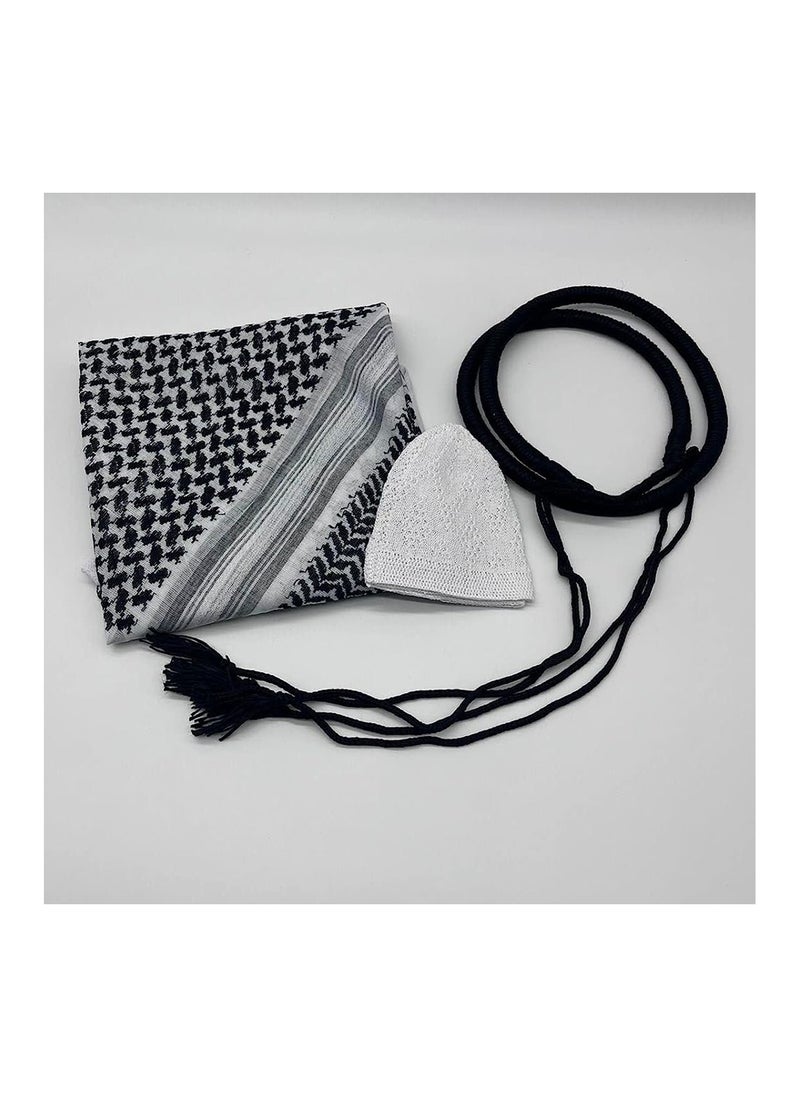 Caprisious Ghutra Complete Set for Men - Premium Arab Fashion Keffiyeh & Head Ring Agal Iqal | Arabian Scarf Shaykh Boys Headwear One Size  - Image 1