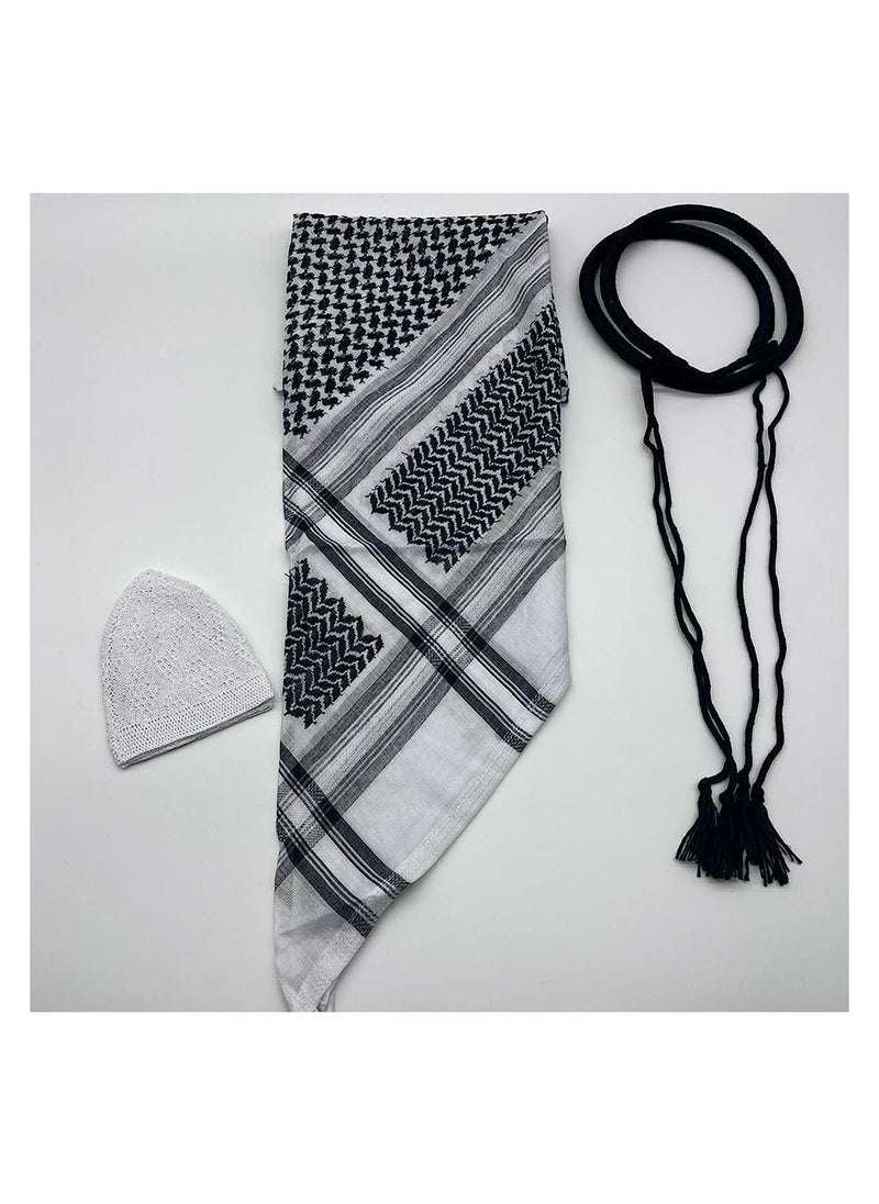 Caprisious Ghutra Complete Set for Men - Premium Arab Fashion Keffiyeh & Head Ring Agal Iqal | Arabian Scarf Shaykh Boys Headwear One Size  - Image 2